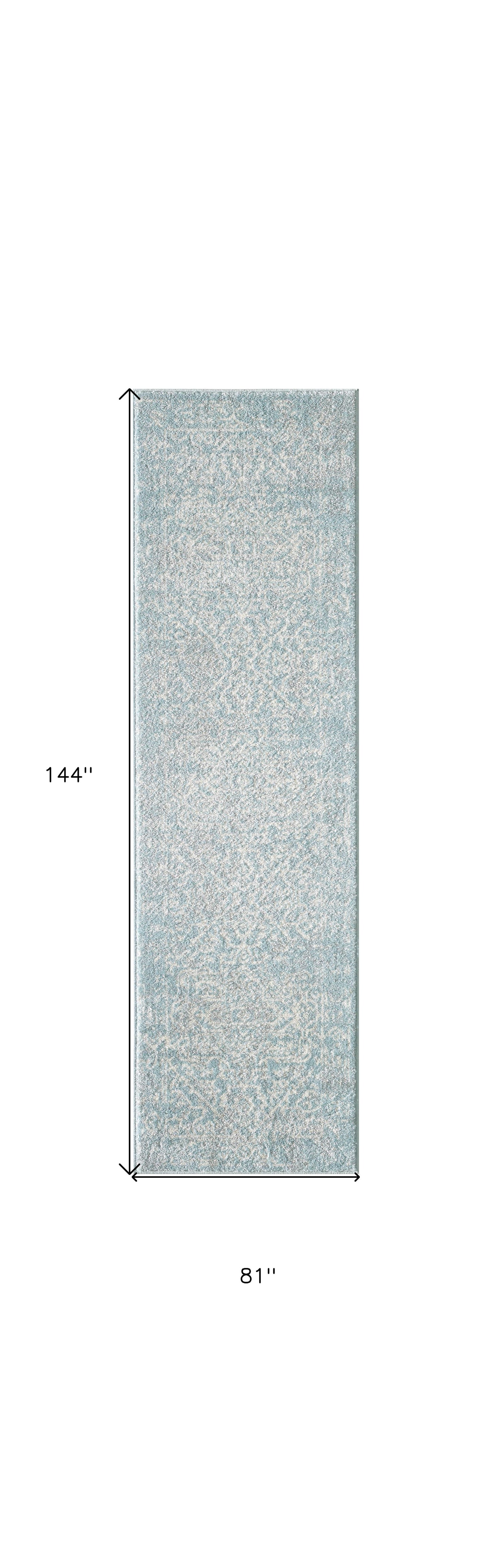 7' X 12' Blue and Ivory Area Rug