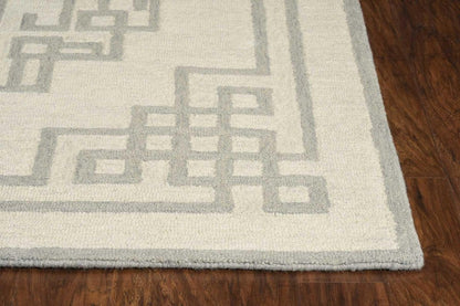 9' X 12' Ivory And Gray Wool Geometric Hand Tufted Area Rug