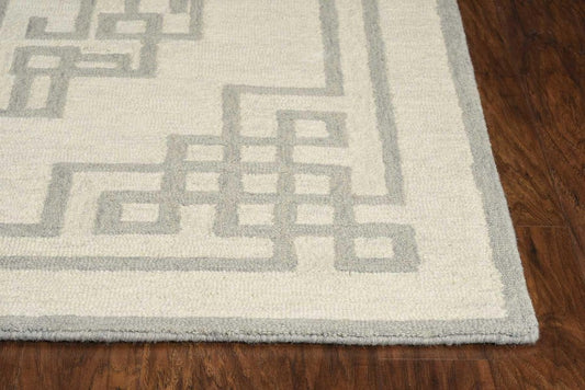 9' X 12' Ivory And Gray Wool Geometric Hand Tufted Area Rug