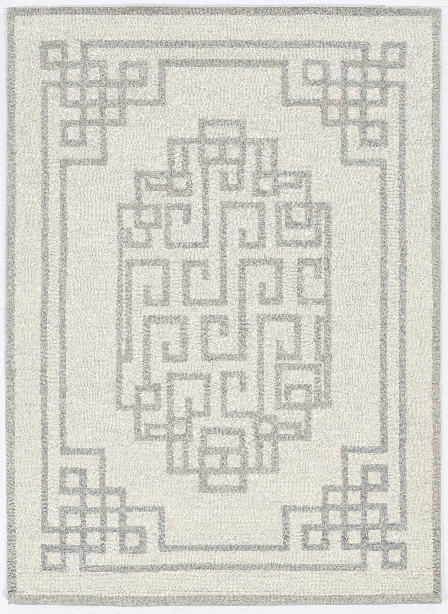 2' X 4' Gray and Ivory Wool Medallion Hand Tufted Area Rug