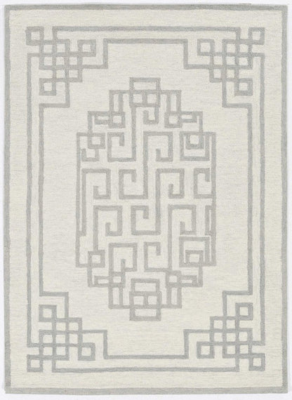 9' X 12' Ivory And Gray Wool Geometric Hand Tufted Area Rug