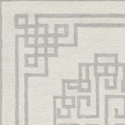 9' X 12' Ivory And Gray Wool Geometric Hand Tufted Area Rug