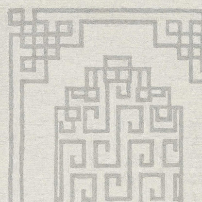 5' X 7' Ivory And Gray Wool Geometric Hand Tufted Area Rug