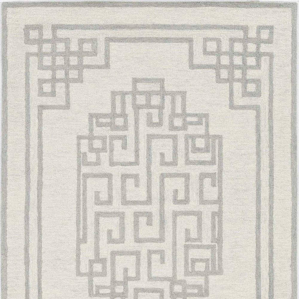 9' X 12' Ivory And Gray Wool Geometric Hand Tufted Area Rug