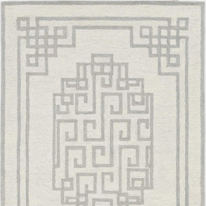 9' X 12' Ivory And Gray Wool Geometric Hand Tufted Area Rug