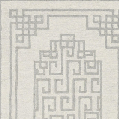 5' X 7' Ivory And Gray Wool Geometric Hand Tufted Area Rug