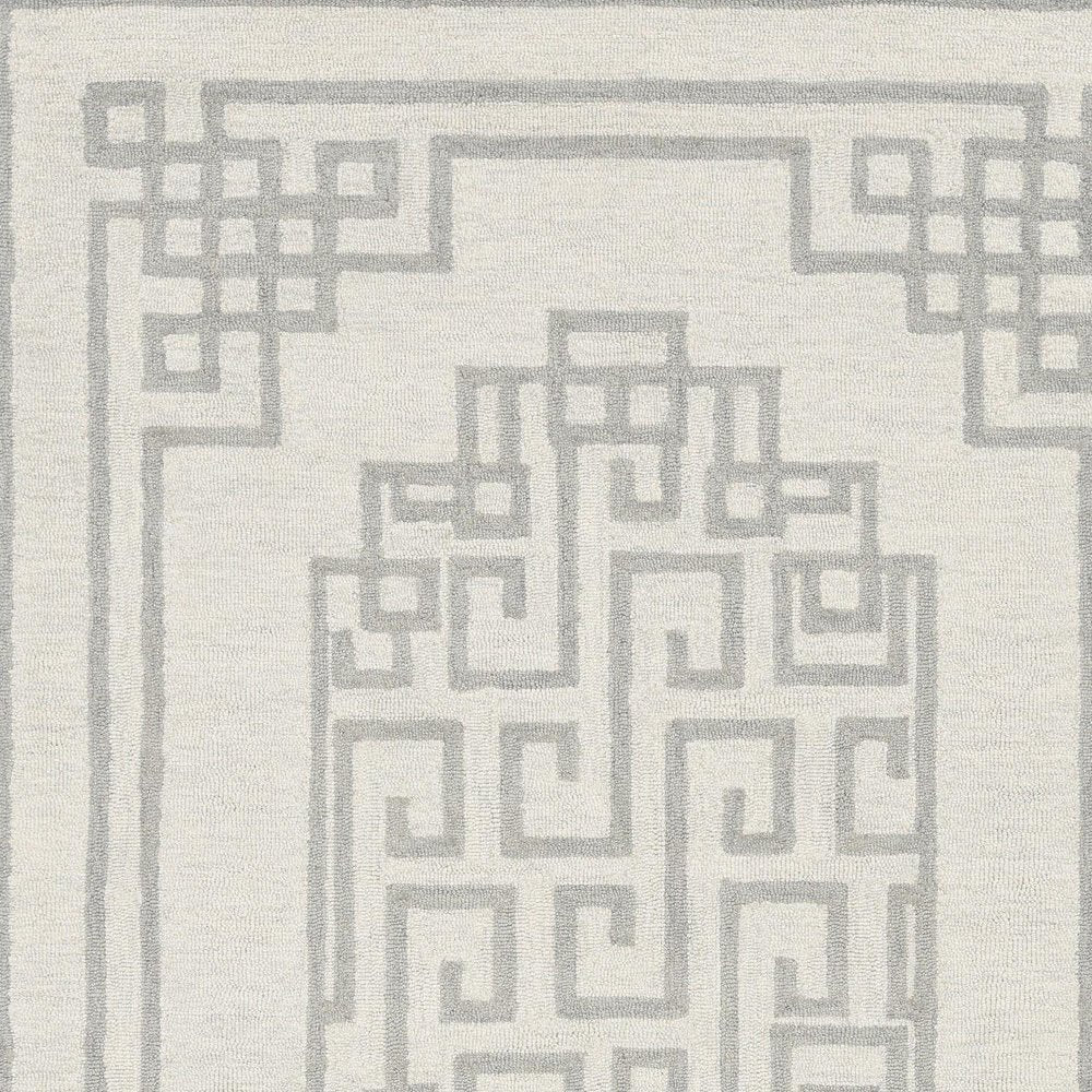 9' X 12' Ivory And Gray Wool Geometric Hand Tufted Area Rug