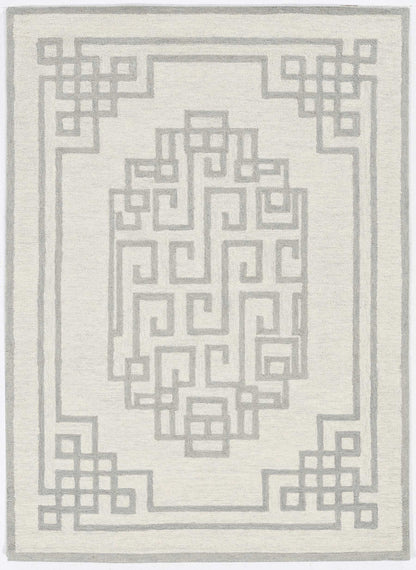 2' X 4' Gray and Ivory Wool Medallion Hand Tufted Area Rug