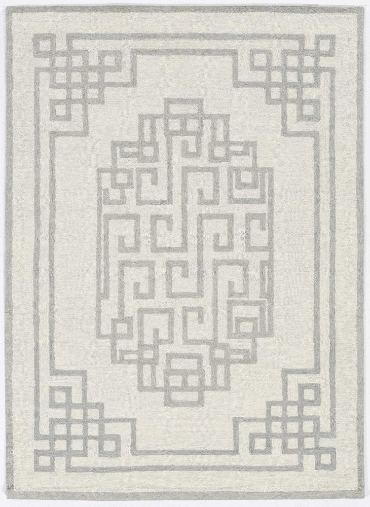 9' X 12' Ivory And Gray Wool Geometric Hand Tufted Area Rug
