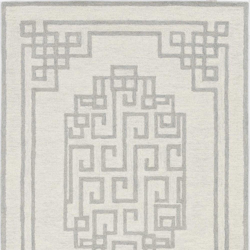 9' X 12' Ivory And Gray Wool Geometric Hand Tufted Area Rug