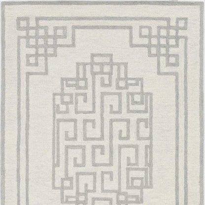 5' X 7' Ivory And Gray Wool Geometric Hand Tufted Area Rug