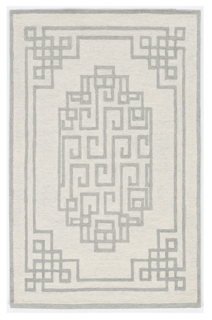 2' X 4' Gray and Ivory Wool Medallion Hand Tufted Area Rug