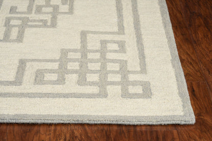 2' X 4' Gray and Ivory Wool Medallion Hand Tufted Area Rug