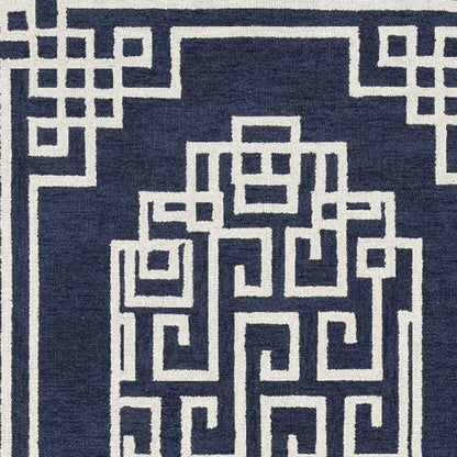 8' X 10' Navy Blue And Ivory Wool Geometric Hand Tufted Area Rug