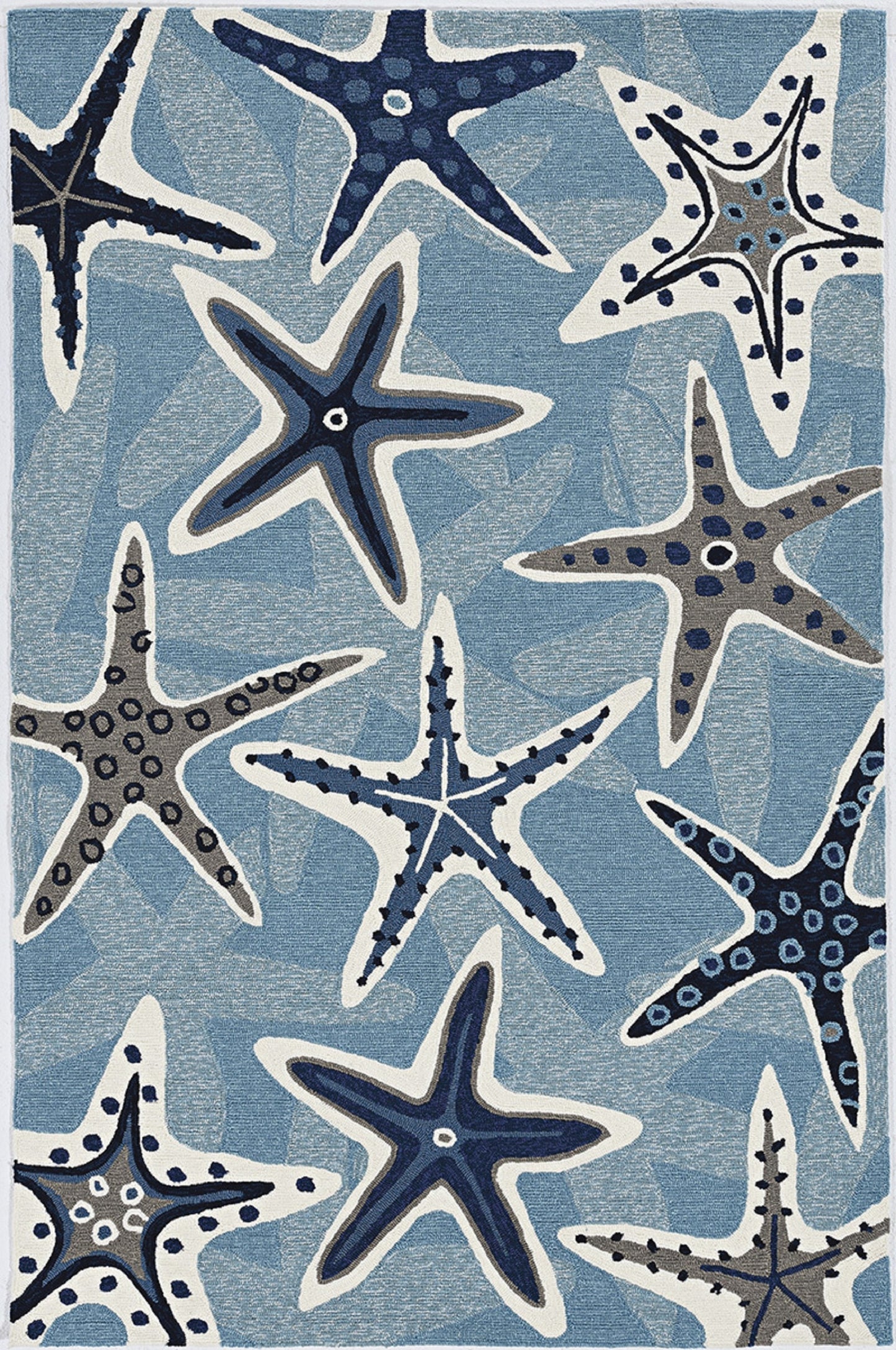 2' X 3' Blue Starfish Hand Tufted Area Rug