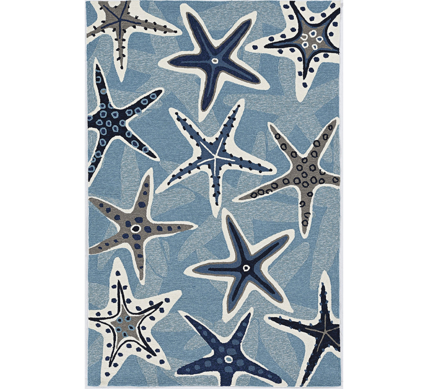 2' X 3' Blue Starfish Hand Tufted Area Rug