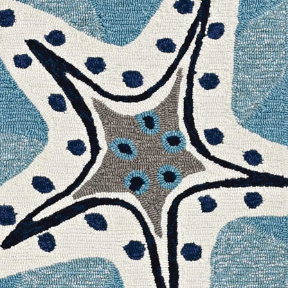 8' Blue Round Abstract Indoor Outdoor Area Rug