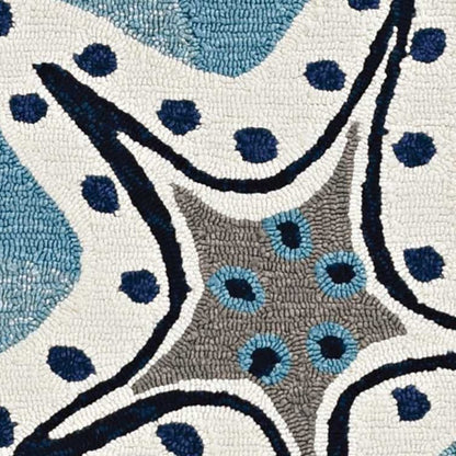 8' Blue Round Abstract Indoor Outdoor Area Rug