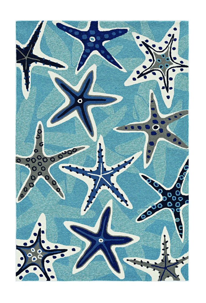 8' Blue Round Abstract Indoor Outdoor Area Rug