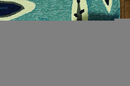 2' X 3' Navy Blue And Aqua Starfish Hand Tufted Area Rug