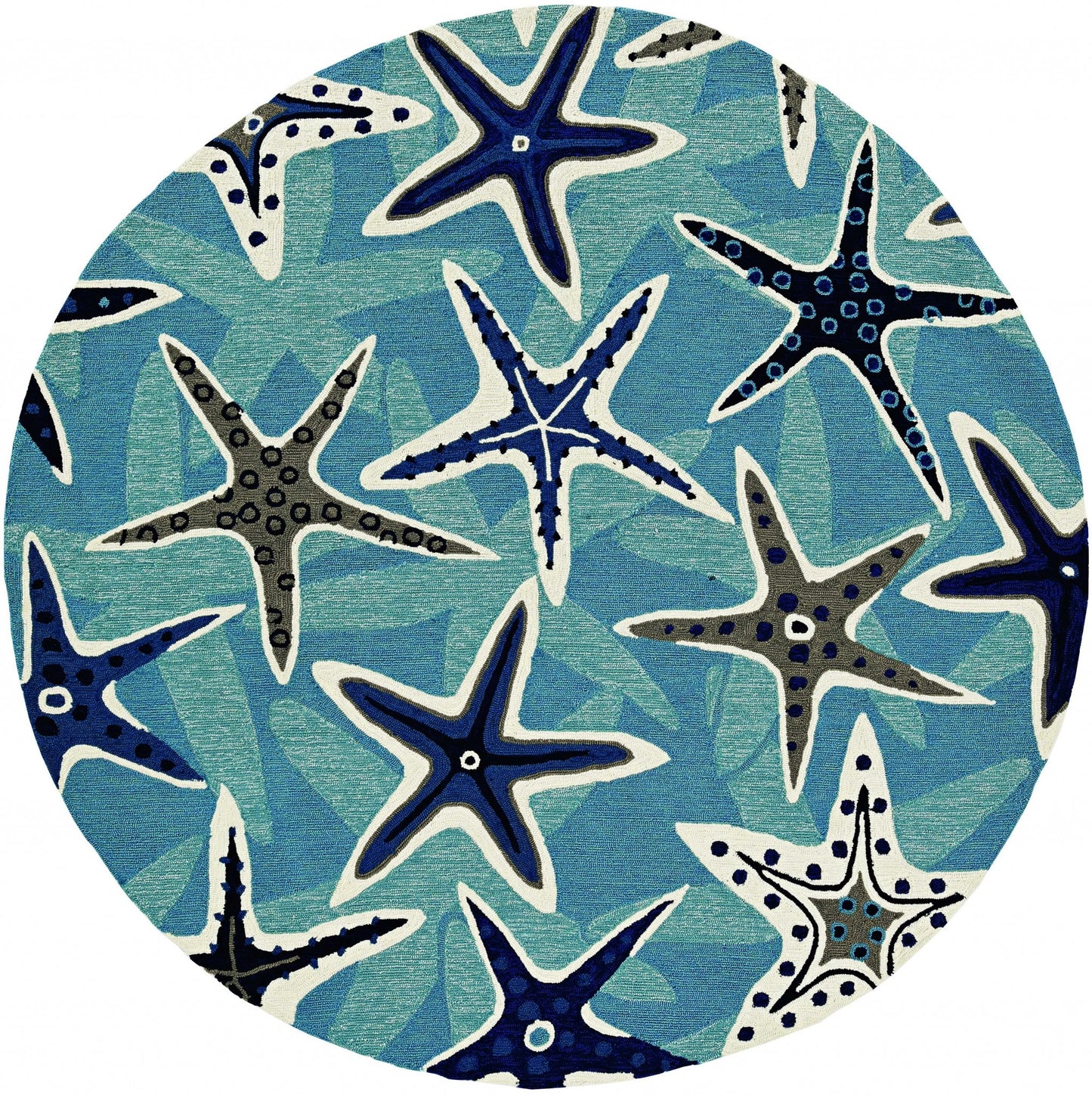 2' X 3' Blue Starfish Hand Tufted Area Rug