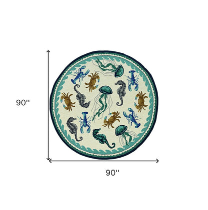 8' Round Hand Tufted Area Rug With UV Protection