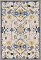 2' X 3' Ivory Blue And Yellow Southwestern Hand Tufted Area Rug