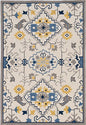2' X 3' Ivory Blue And Yellow Southwestern Hand Tufted Area Rug