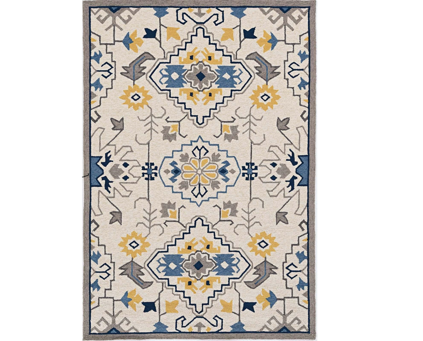 2' X 3' Ivory Southwestern Hand Tufted Area Rug