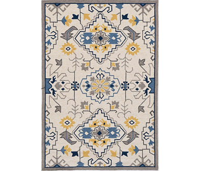 2' X 3' Ivory Southwestern Hand Tufted Area Rug