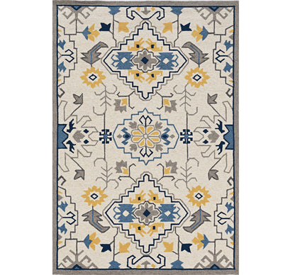 2' X 3' Ivory Southwestern Hand Tufted Area Rug