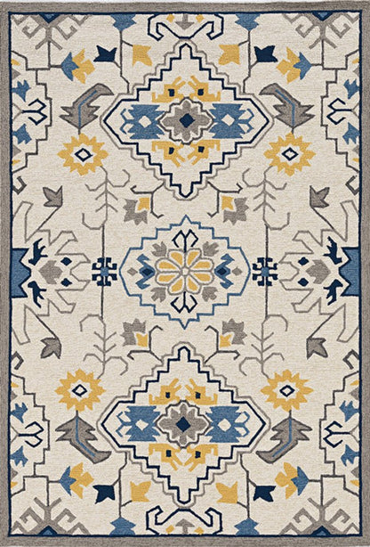 5' X 8' Ivory Abstract Indoor Outdoor Area Rug