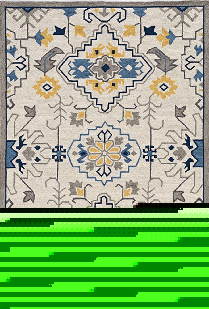 8' Ivory Round Abstract Indoor Outdoor Area Rug