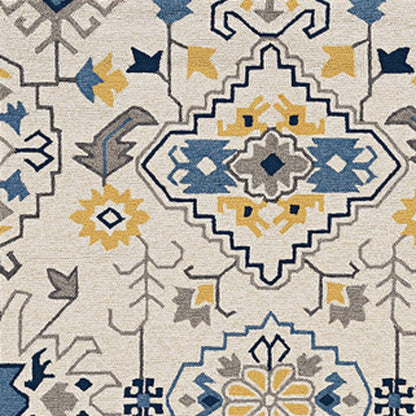 8' Ivory Round Abstract Indoor Outdoor Area Rug