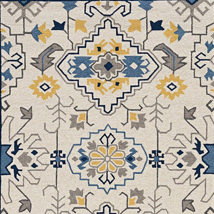 5' X 8' Ivory Abstract Indoor Outdoor Area Rug
