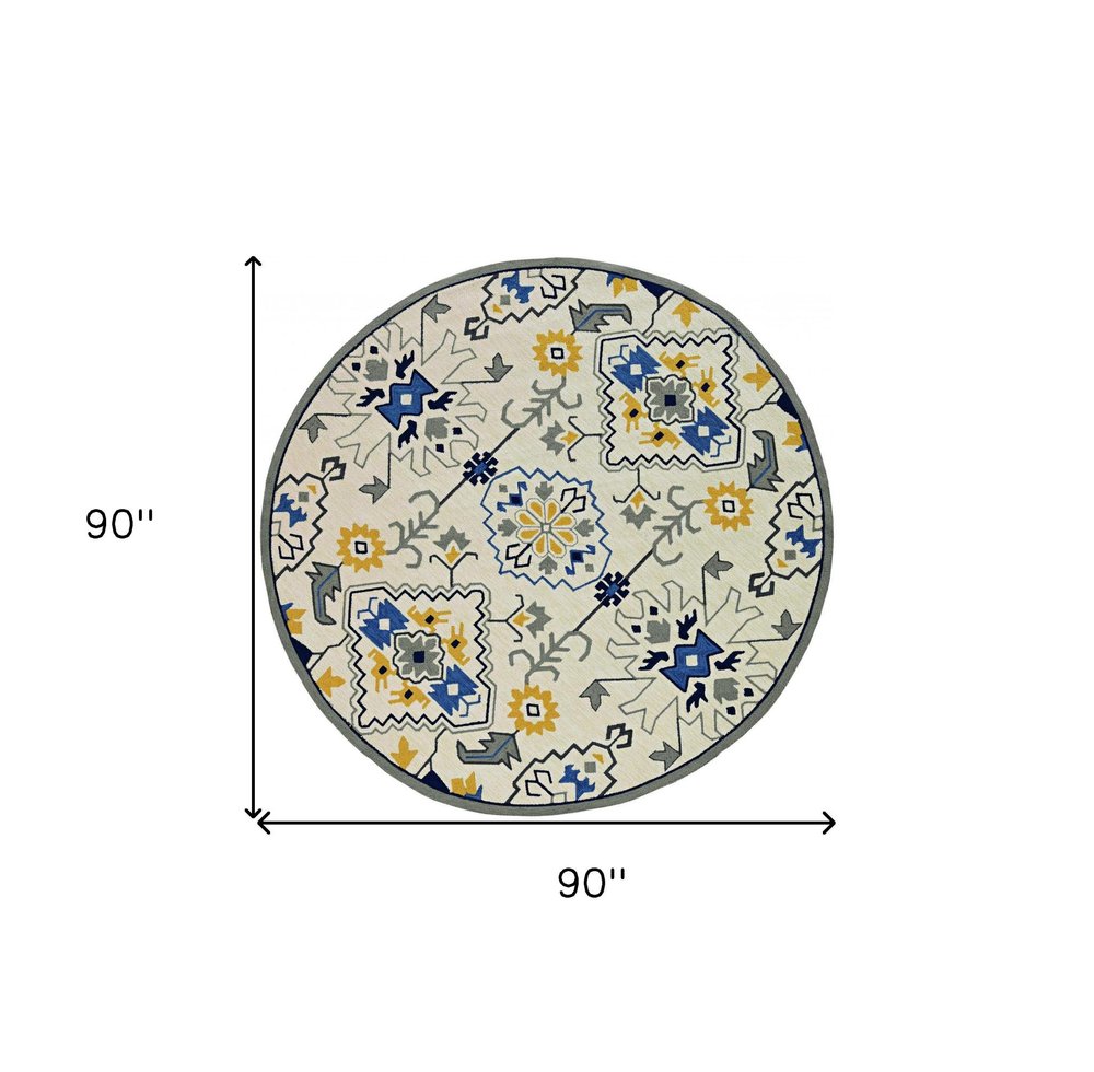 5' X 8' Ivory Abstract Indoor Outdoor Area Rug
