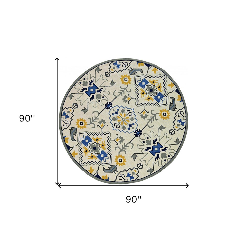 5' X 8' Ivory Abstract Indoor Outdoor Area Rug