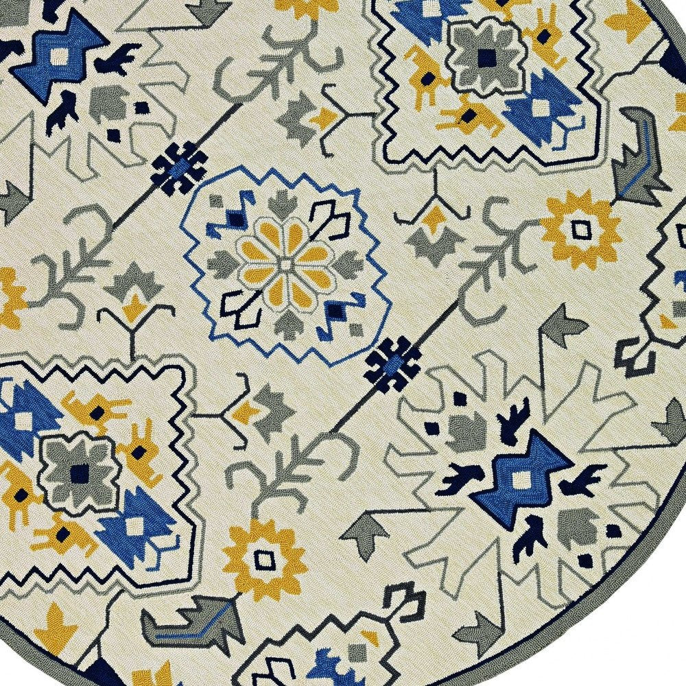 5' X 8' Ivory Abstract Indoor Outdoor Area Rug