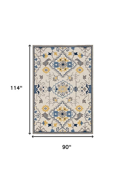 2' X 3' Ivory Southwestern Hand Tufted Area Rug