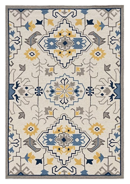 2' X 3' Ivory Southwestern Hand Tufted Area Rug