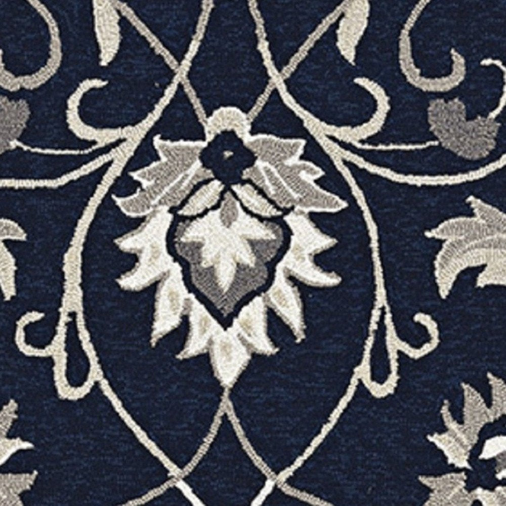 2' X 3' Navy Blue Floral Indoor Outdoor Area Rug