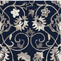 5' X 8' Navy Blue Round Floral Indoor Outdoor Area Rug