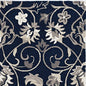 5' X 8' Navy Blue Round Floral Indoor Outdoor Area Rug