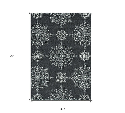 2' X 3' Charcoal Polypropylene Accent Rug