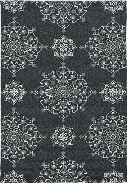 3' X 5' Charcoal Ivory And Gray Medallion Hand Tufted Area Rug