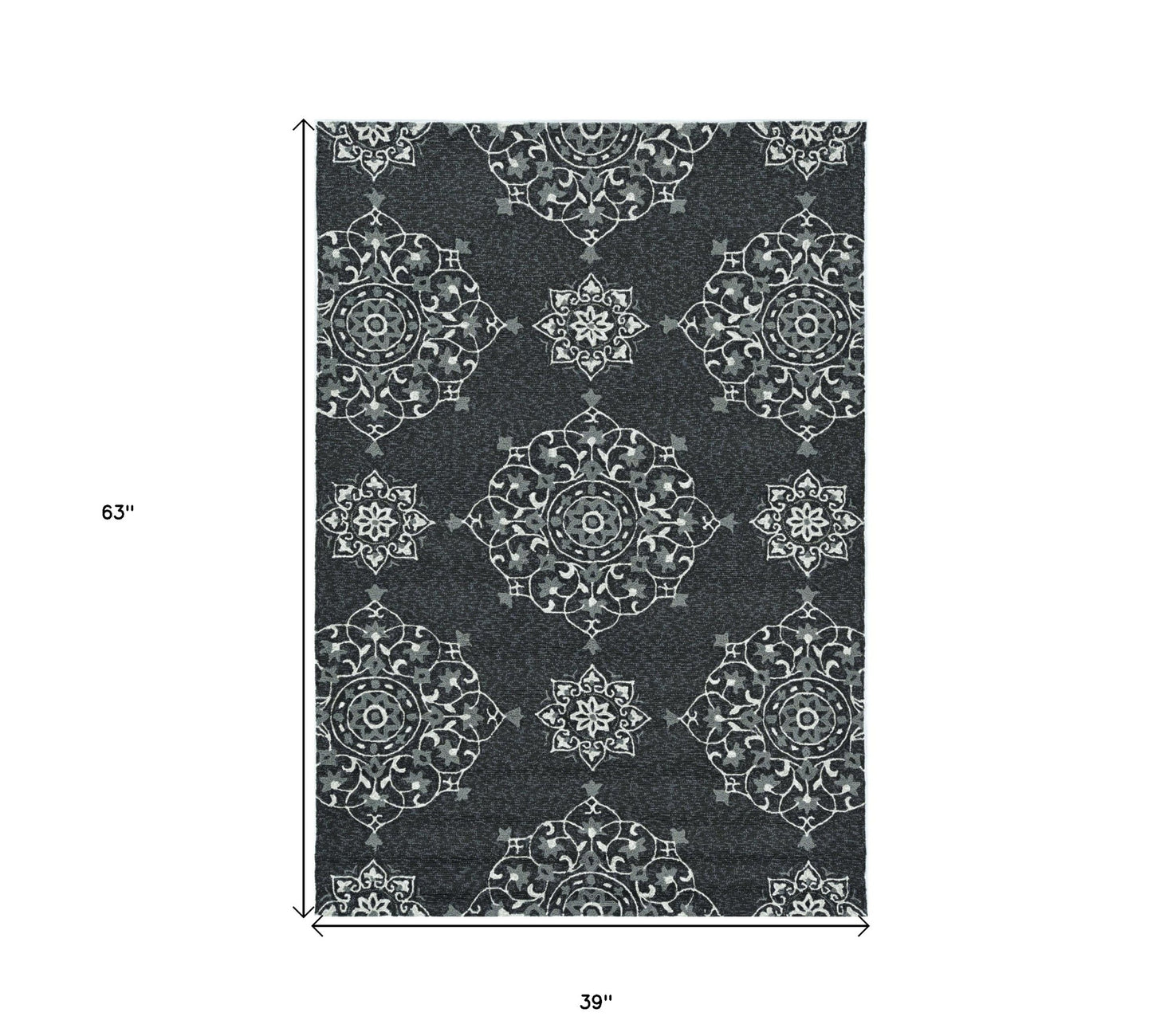 2' X 3' Charcoal Polypropylene Accent Rug