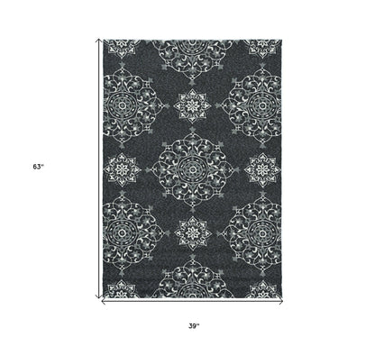 2' X 3' Charcoal Polypropylene Accent Rug