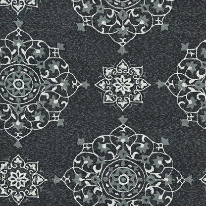 3' X 5' Charcoal Ivory And Gray Medallion Hand Tufted Area Rug