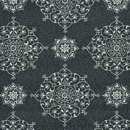 3' X 5' Charcoal Ivory And Gray Medallion Hand Tufted Area Rug