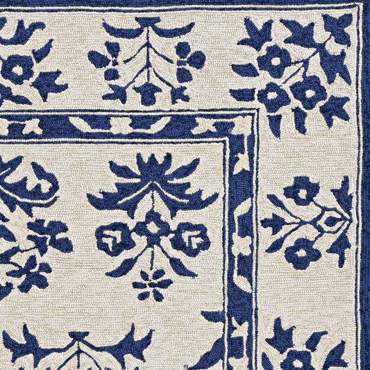 3' X 5' Blue Floral Indoor Outdoor Area Rug
